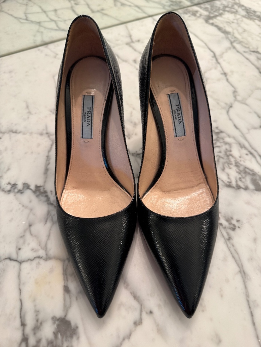 Prada Patent Leather Saffiano Heels